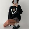 New Arrivals Open Run Women Leopard Print Cat Graphic Oversized Sweatshirt