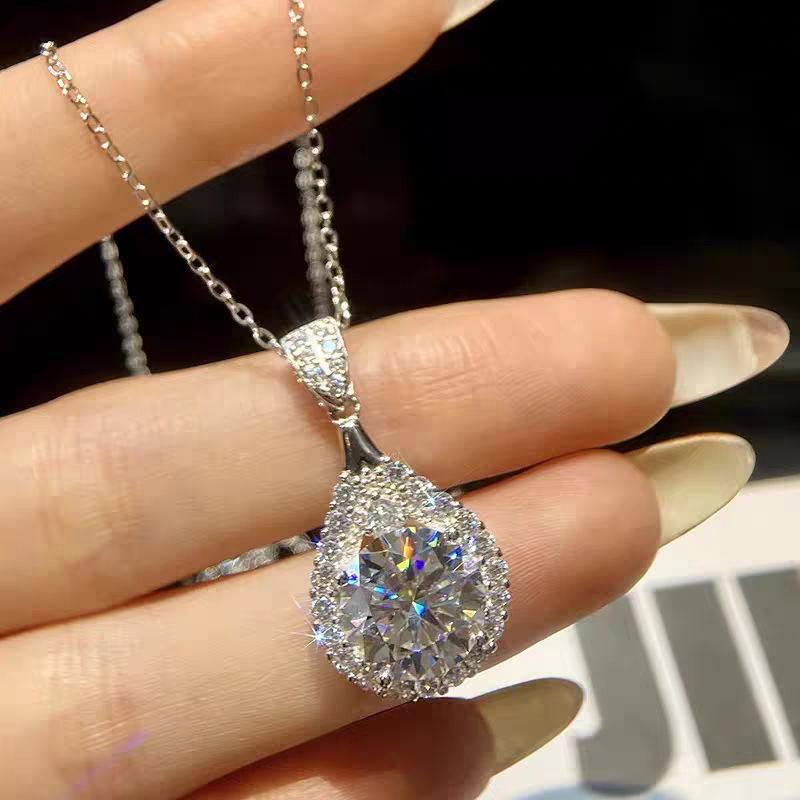 Teardrop Necklace Platinum 5CT Moissanite Women's Lab-Grown Eco-Friendly Durable Long-Term Wear Gift