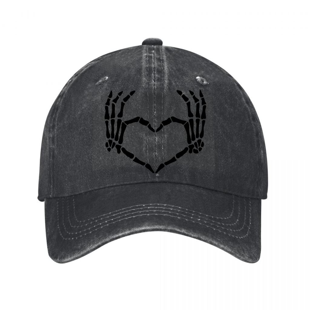 Skeleton Heart Hands Cap New Vintage Washed Cotton Baseball Cap Parent Kids Sun Hats