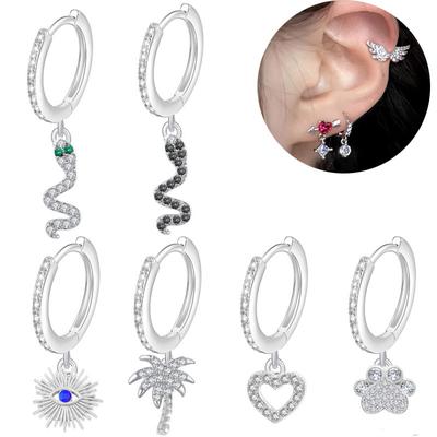 Micro -Inlaid Earrings Stainless Steel Earrings Fashionable Temperament Versatile Vermiculite Snake -Shaped Ear Clip Ear Decoration