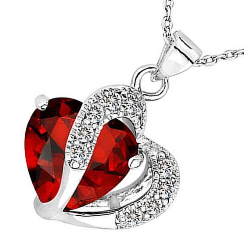 Kadın Çift Aşk Kalp Kolye Alaşım Zincir Kristal Yapay Elmas Kolye Takı