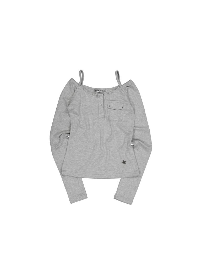 SETUP-EXE Sleeveless Layered Top / Melange Gray