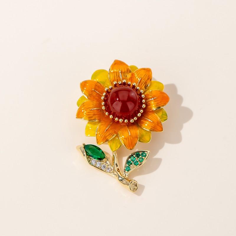 Sunflower Brooch Pin Gold Decorative Accessory Clothes Scarves Bags Small Unique Design