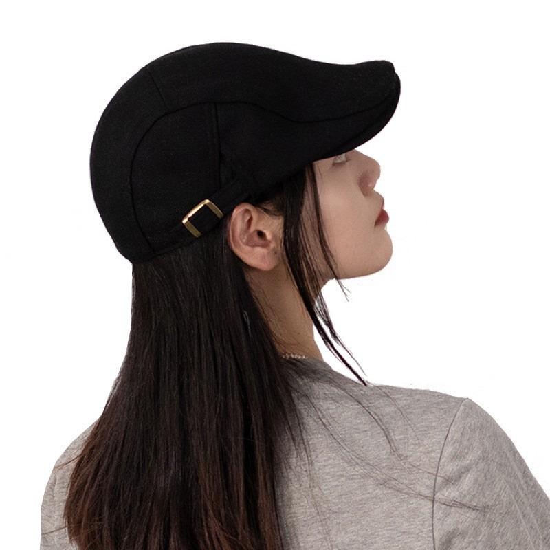 Literary and retro forward hat Autumn and winter hat Women's big head circumference shows the face Small beret Versatile newsboy hat