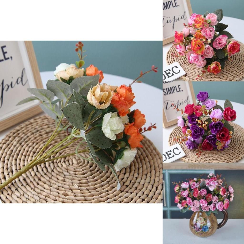 Stunning 21 Heads Artificial Silk Flowers Rose Bunch Bouquet For Elegant Home Decor