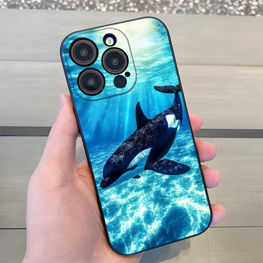 O-Orcas W-Whale Phone Case For IPhone 17 Air 16 E Pro Max 15 14 13 Mini 12 Pro 11 Max Plus Black Soft Shell