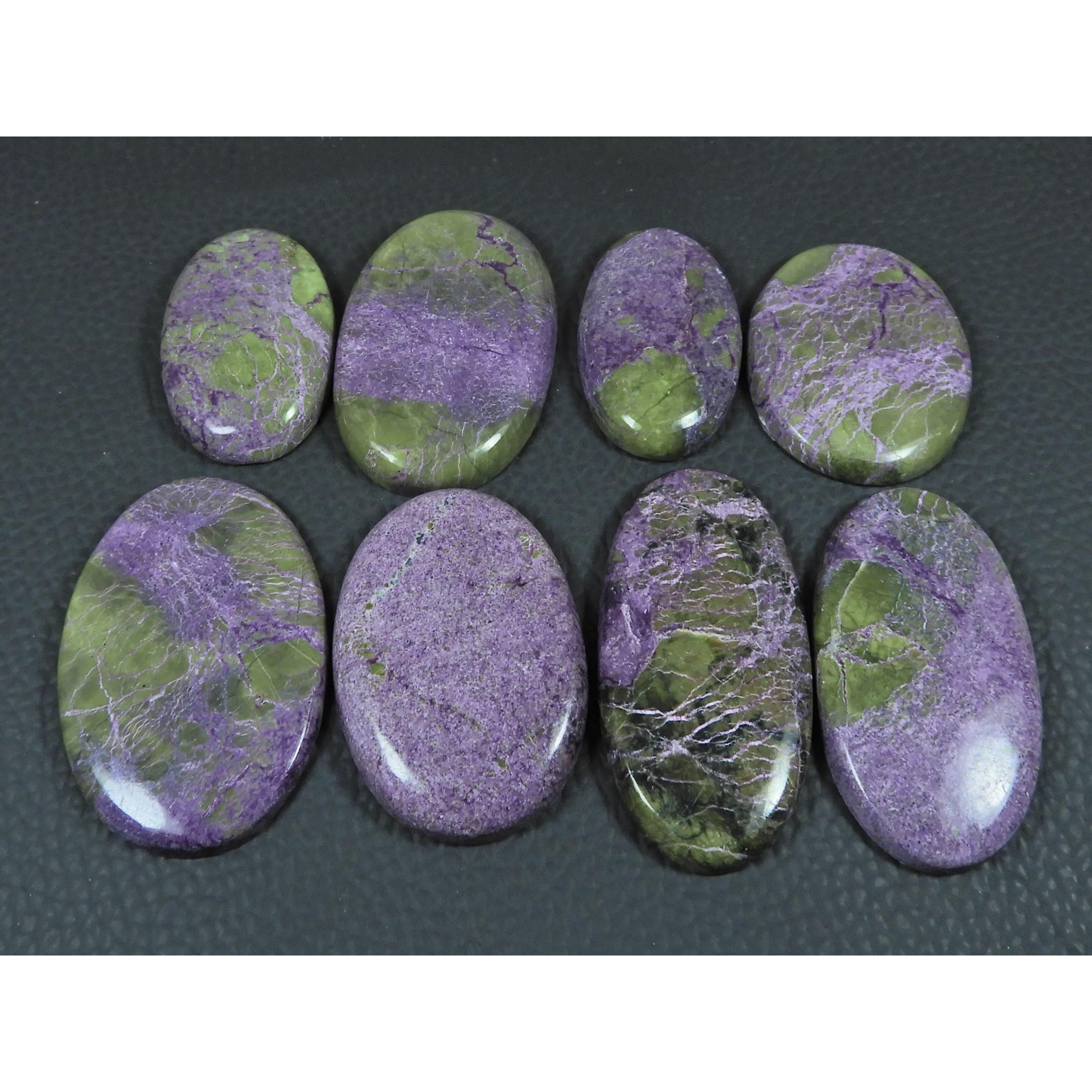 08Pcs Natural Stichtite Oval Shape Cabochon Loose Gemstone 275 Cts. Lot C-2980