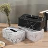 Nordic Marbling Leather Tissue Boxs Living Room Bedroom Desktop Tissue Holder Bathroom Draw Paper Storage Box Home Decoration