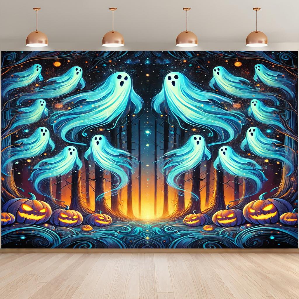 Ghost Forest wall backdrop fabric is suitable for themed parties and can be used in living rooms, bedrooms, and offices.