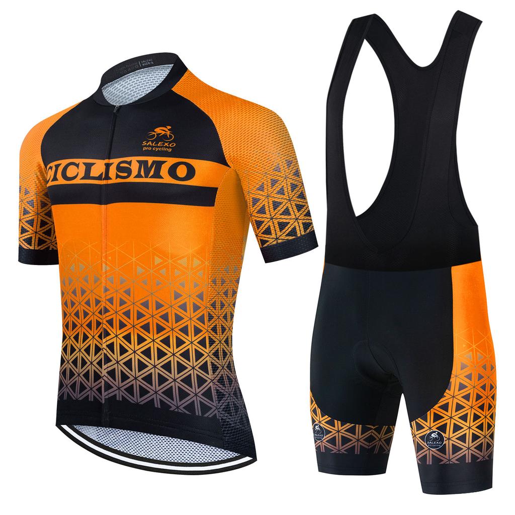 Salexo 2025 Cycling Clothes Summer Men Cycling Jersey Set Triathlon Riding Bike MTB Bib Pants Suit Short Sleeve Cycling Clothing