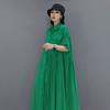 Xitao Irregular Splicing Pleated Green Dress DMY4747