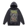 American Trendy Brand Hooded Sweater Retro Skull Print Washed Old Oversize Jumper Top