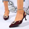 Fashion Baotou Sandals Women's Summer Fashion New Pointed Toe Shallow Mouth Rhinestone Light Temperament High Heels