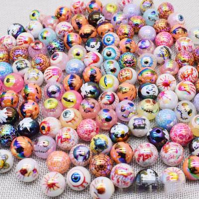 Colorful Acrylic Eyeball Straight-Hole Beads DIY Phone Chains Keychains Car Ornaments Bead Pens Accessories 16mm 10pcs