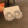 Light Luxury Copper Alloy C-ring Imitation Pearl Earrings, Antique High-end Round Zirconium-set Earrings, Earrings.