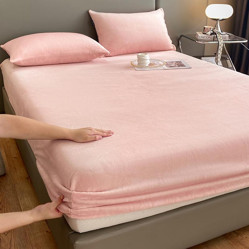 Thick Velvet Fitted Sheet Pillowcase 1/3 Pieces Set High Quality Non Slip Mattress Cover Protector Soft Bed Sheet Pillow Case