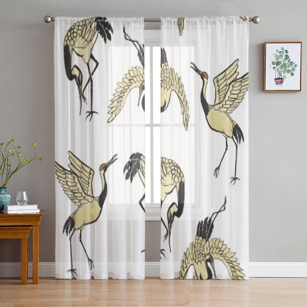 Luxury Tulle Curtains Color Painting Modern Living Room Kitchen Chiffon Curtain Youth Bedroom Sheer Floor Valance Curtain