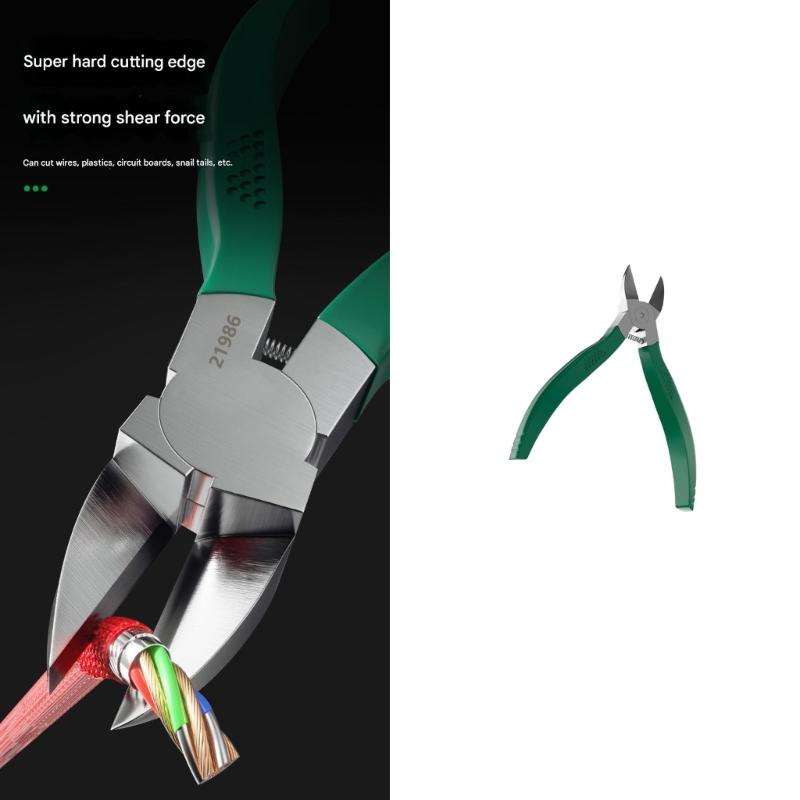 Premium Stainless Steel Reinforced Diagonal Cutting Pliers High Hardness Design Effortlessly Spring Action Cutting Tool