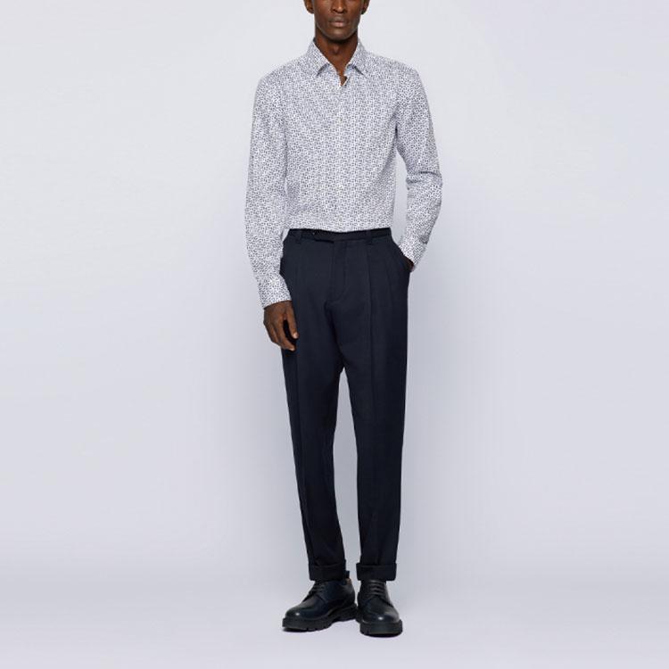 HUGO BOSS Shirts Men's White Lapel Moderate 50464994-100