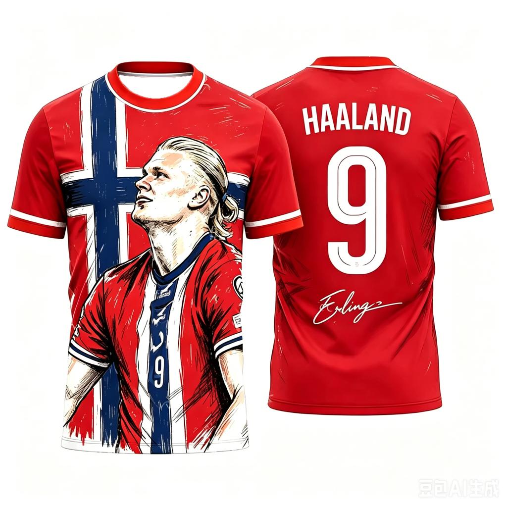 2026 Erling Haaland Č. 9 Fotbalový dres Zápasový a tréninkový set Fanouškovské dárky Letní sporty Pánské tričko Oblečení Tričko Žena