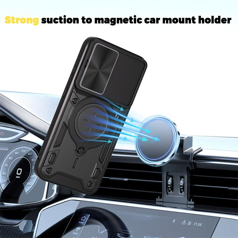 For Poco F7 5G Case Armor Slide Camera Lens Protector Back Cover For Xiaomi Poco F7 F 7 PocoF7 Ring Stand Shockproof Funda Coque