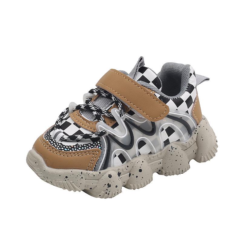 

Детская спортивная обувь, модные клетчатые неуклюжие кроссовки для мальчиков и девочек, милая детская повседневная обувь, детские кроссовки 21 розовый