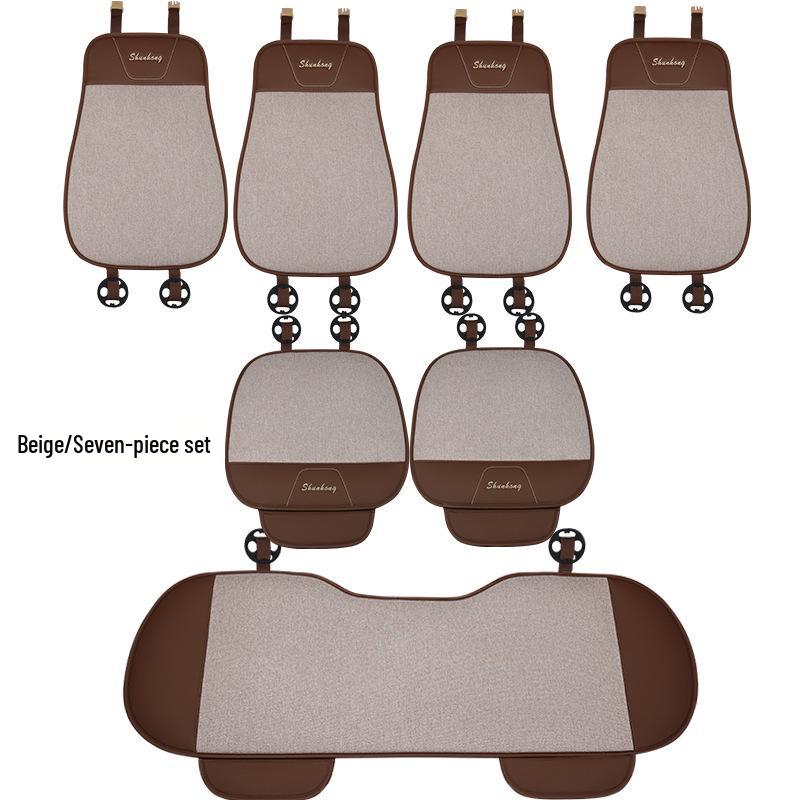 

Универсальный комплект подушек на сиденье для автомобиля и офисного кресла на все четыре сезона – Удобный хлопок и лен, двойного назначения, без спинки, 3 штуки