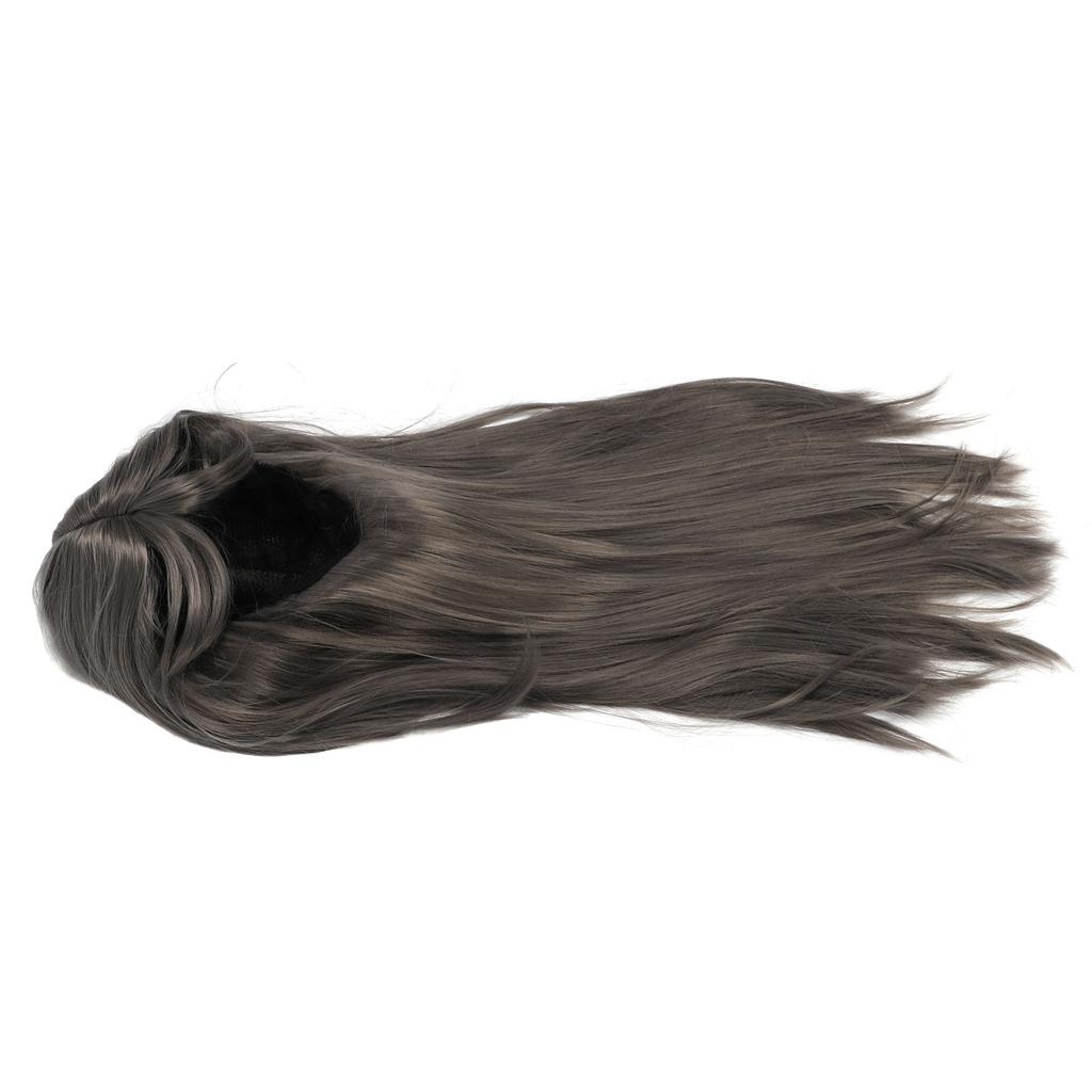 Grey Wig Heat Resistant Soft Long Straight Layered Women Synthetic Hair Wig for Party Stage Show