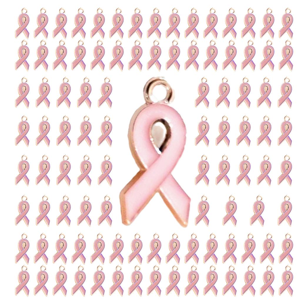 100 ks Srdíčkový přívěsek s mašličkou pro DIY šperky Odolný přívěsek s mašličkou na podporu povědomí Šperkařské komponenty Mašličkový přívěsek v mixu barev