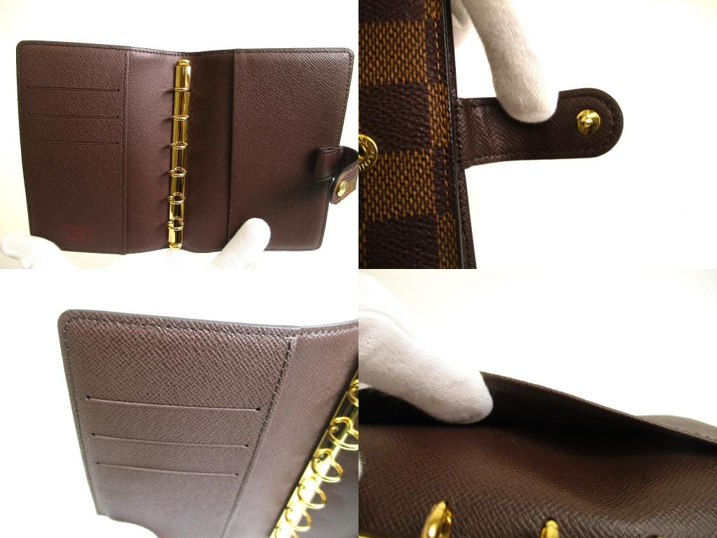 Authentischer LOUIS VUITTON Damier Leder Dokumentenhalter Kleiner Ring Terminplaner Hülle #b034 Vom Verkäufer überholt