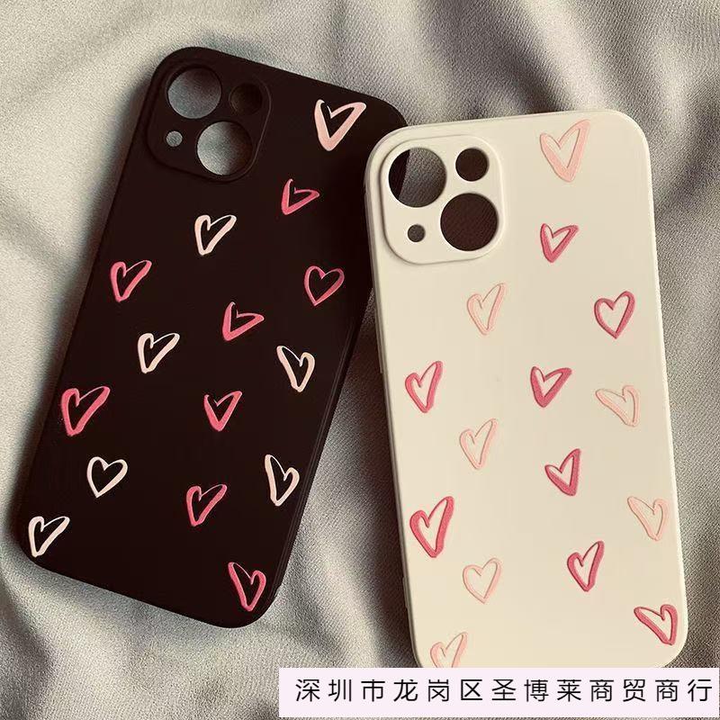 The new full-screen love is suitable for iphone14/15promax transparent mobile phone case 13pro Apple 16 anti-drop 12.