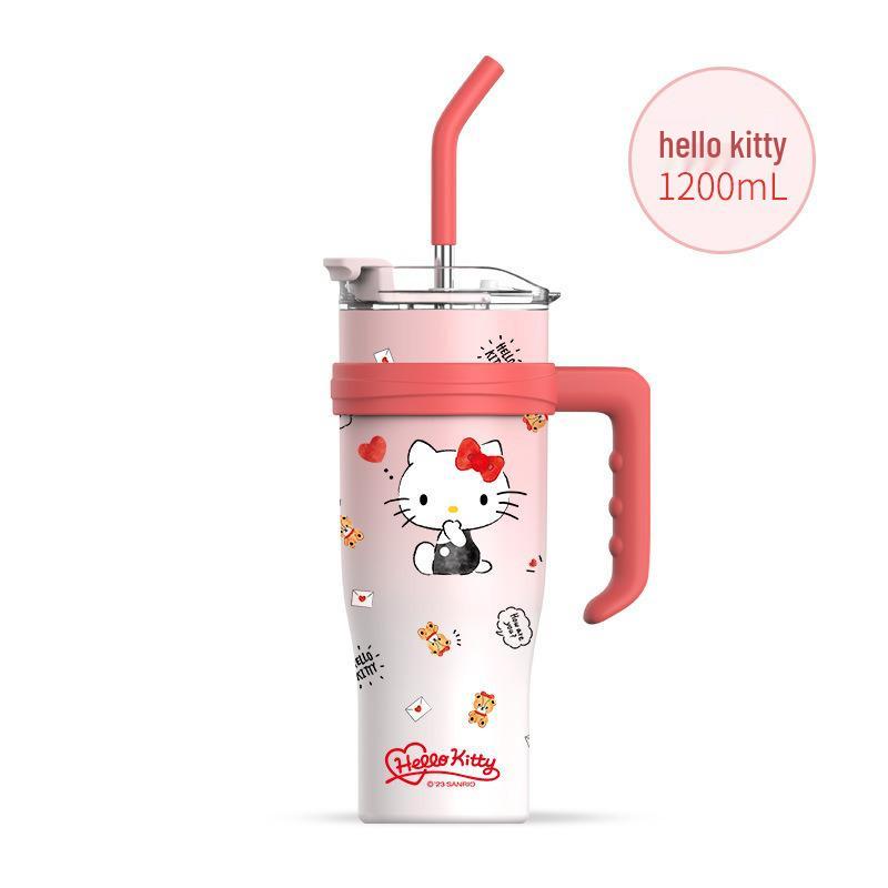 Sanrio Ice Buster Large Capacity Straw Cup - 2025 New Style Jumbo Thermos for Girls