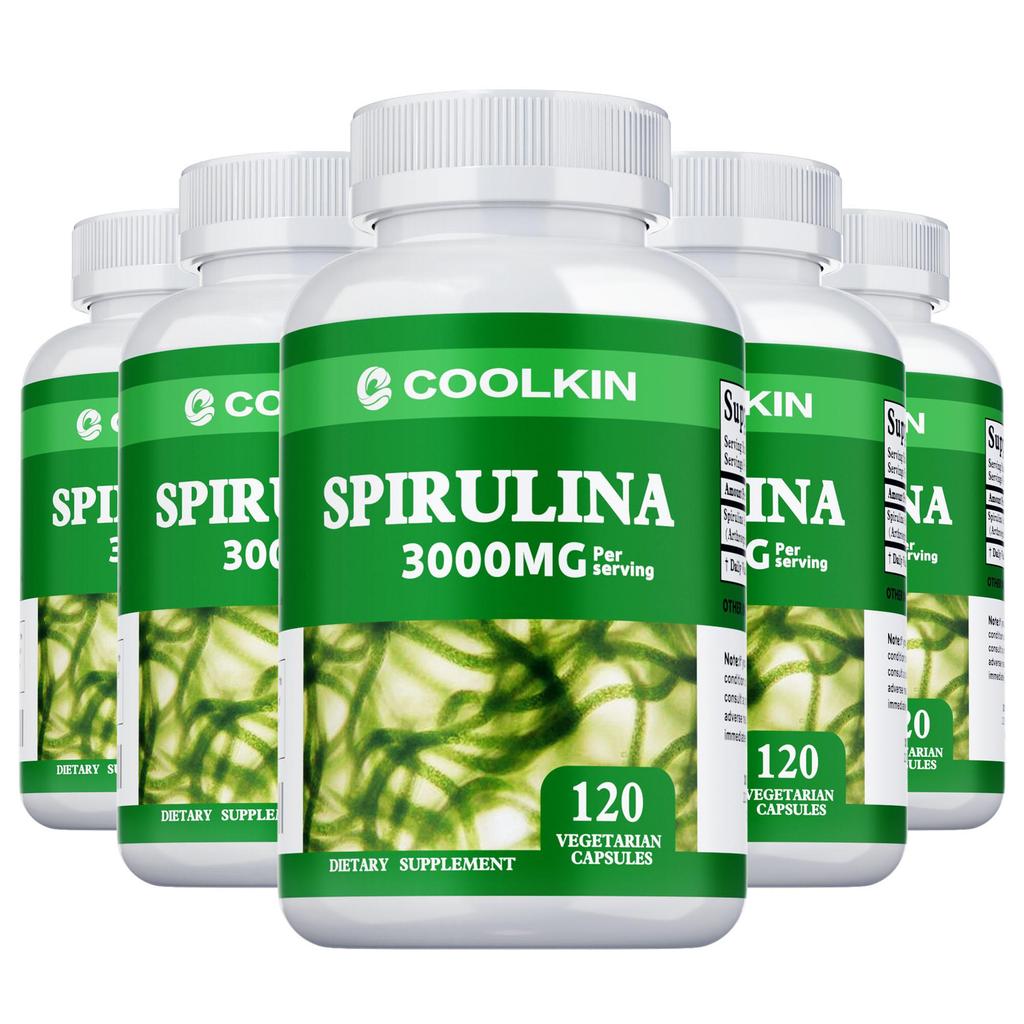 Spirulina Vegetarian Capsules, 3000mg Per Serving, High In Spirulina, Balanced Nutrition, Suitable for Both Men and Women.
