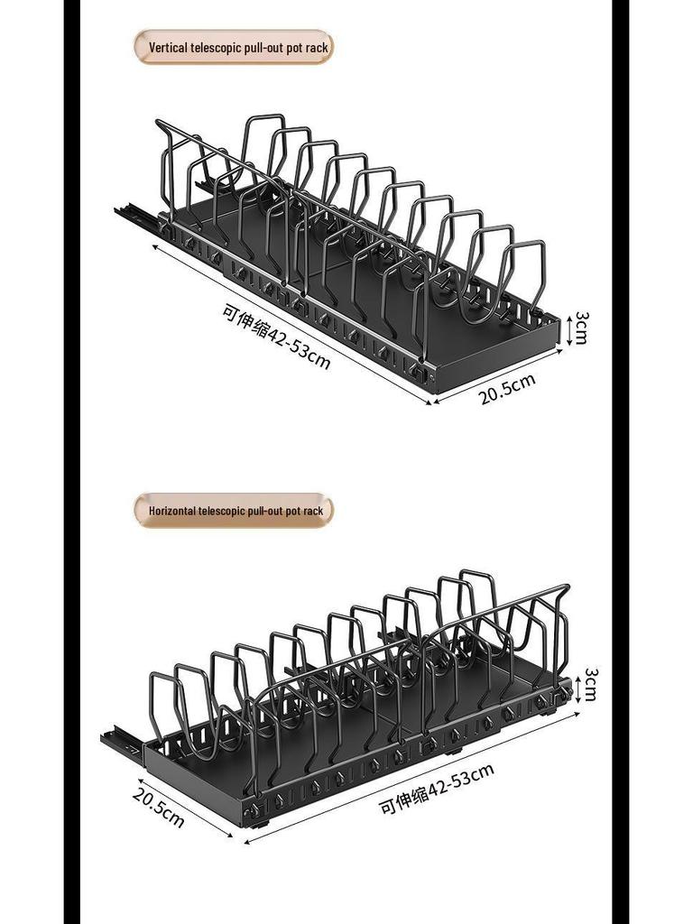 Adjustable Pull-Out Kitchen Organizer: Dish Rack, Pot & Pan Storage, Under-Cabinet & Countertop Holder