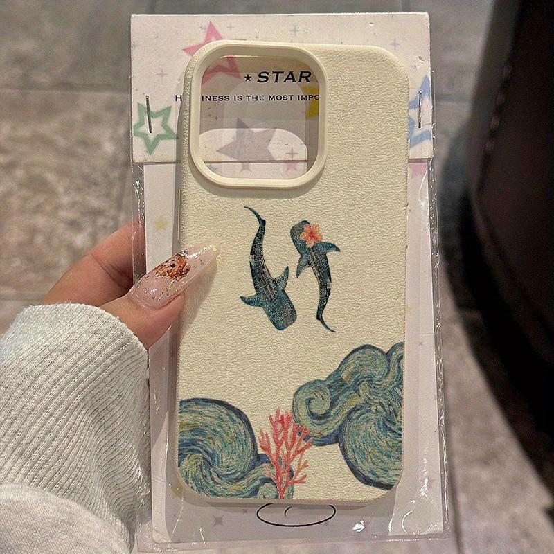 Coral Whale Pattern Phone Case For iPhone 17 16 Pro Case iPhone 13 15 14 11 12 Pro Max 17Air Plus Transparent Shockproof Cover