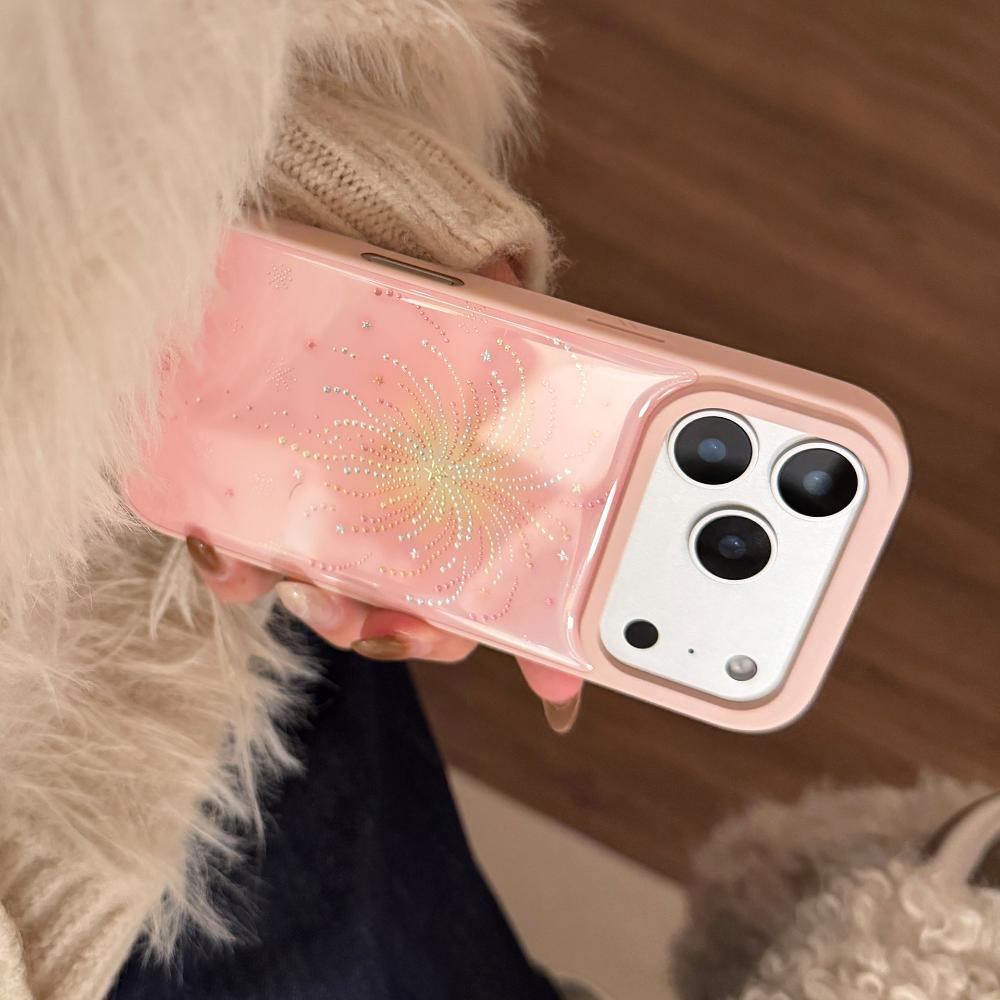 Pink Firework IPhone 17 Pro Max Apple 16 Phone Case, 15-inch Gold-plated, New Year's Atmosphere High-Quality Protective Case