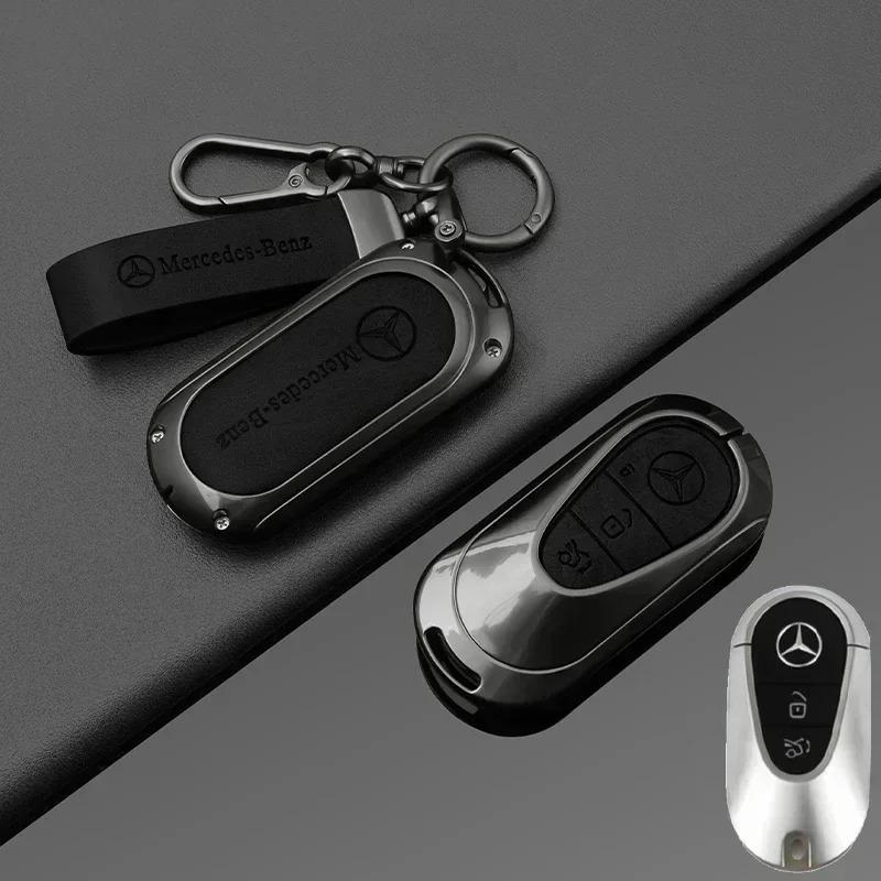 AXX2   Leather Car Key Case Cover Shell Holder Bag For Mercedes Benz 2022 C S Class W206 W223 S350 C260 C300 S400 S450 S500 Accessories