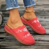Ethnic style flower bag head slippers women's shoes European and American large size round head bag head wedge heel fashion outer wear embroidered h