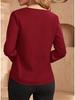 2023 Herbst/Winter Damen Einfarbiges V-Ausschnitt Langarmshirt