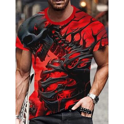 New Retro Clothing 3D Skull Print T-shirt, Men's T-shirt and Short Sleeved Plus Size T-shirt, Y2k T-shirt, Men's Clothing Design