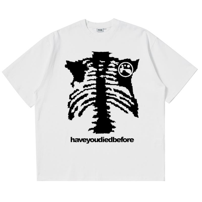 

Men Tshirt Oversized Cotton Skulls Gothic Black Graphic Harajuku Hip Hop Streetwear Y2k Tops Short Sleeve Tee Aesthetic Clothing S