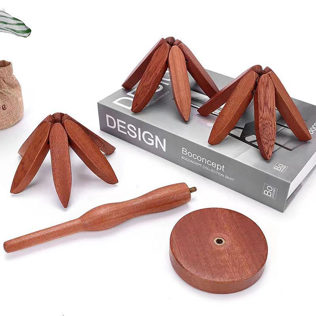 Tree Trivet Set Decorative Practical Wooden Tree Coaster Set for Cup Bowl Plate Teapot Frying Pan Hot Pot 3 Cushions