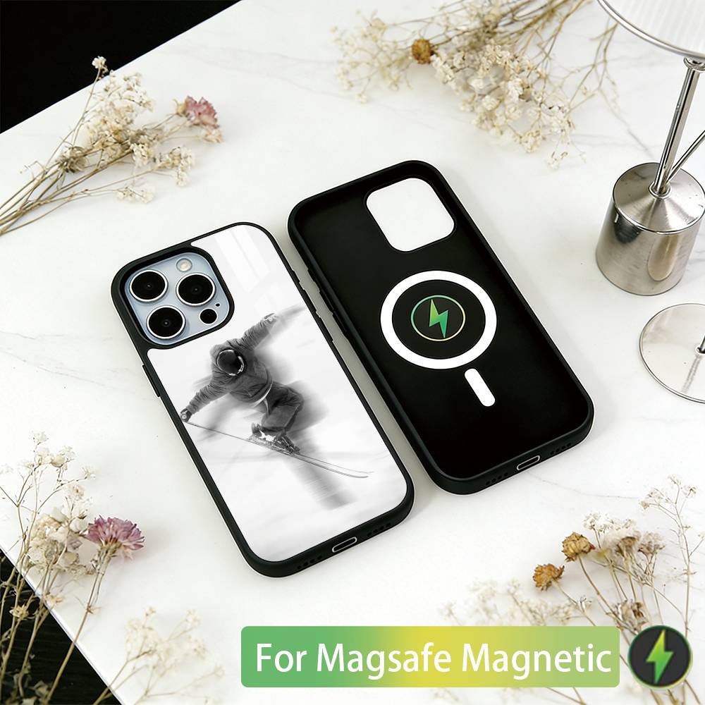 

Sport Snowboarding Phone Case For iPhone17,16,15,14,13,12,11 Plus,Pro Magnetic For Magsafe Wireless Charging iPhone12ProMax