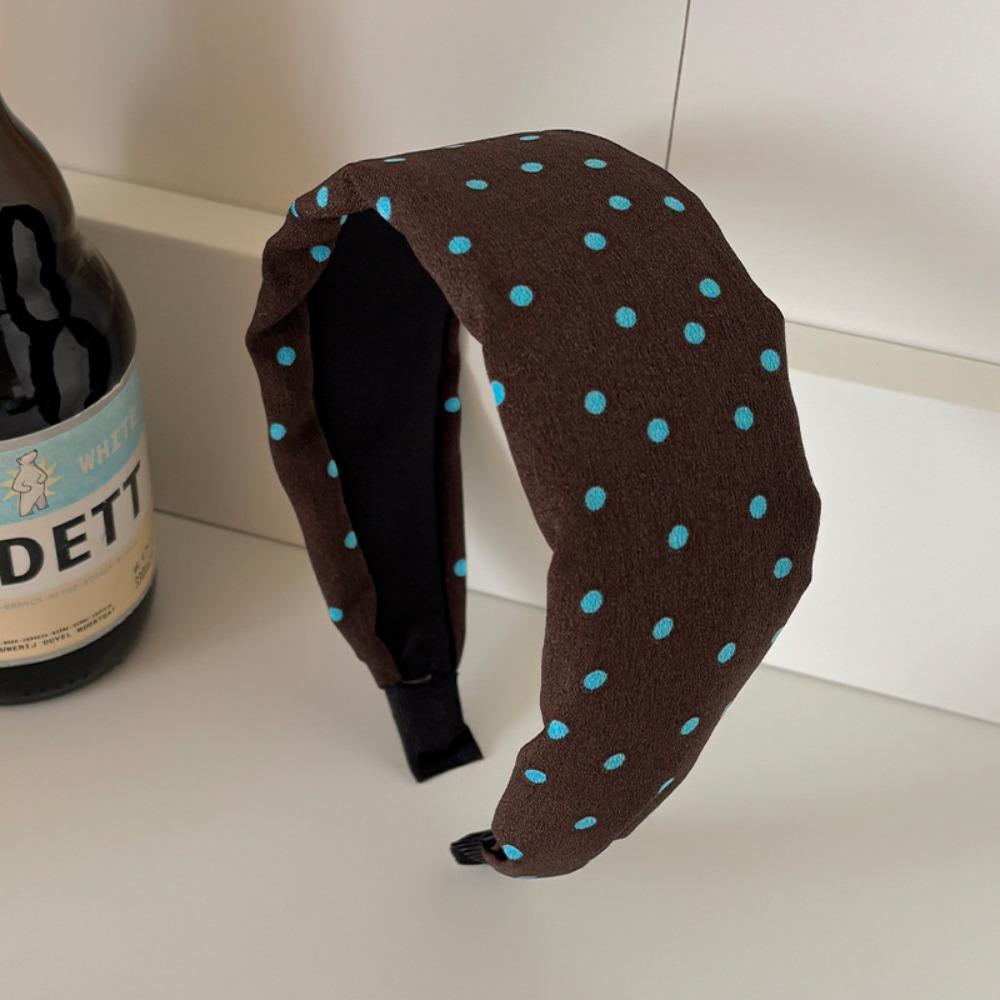 Sweet Wash Face Hair Band Wide Side Hair Accessories French Polka Dots Headband  For Women Girls
