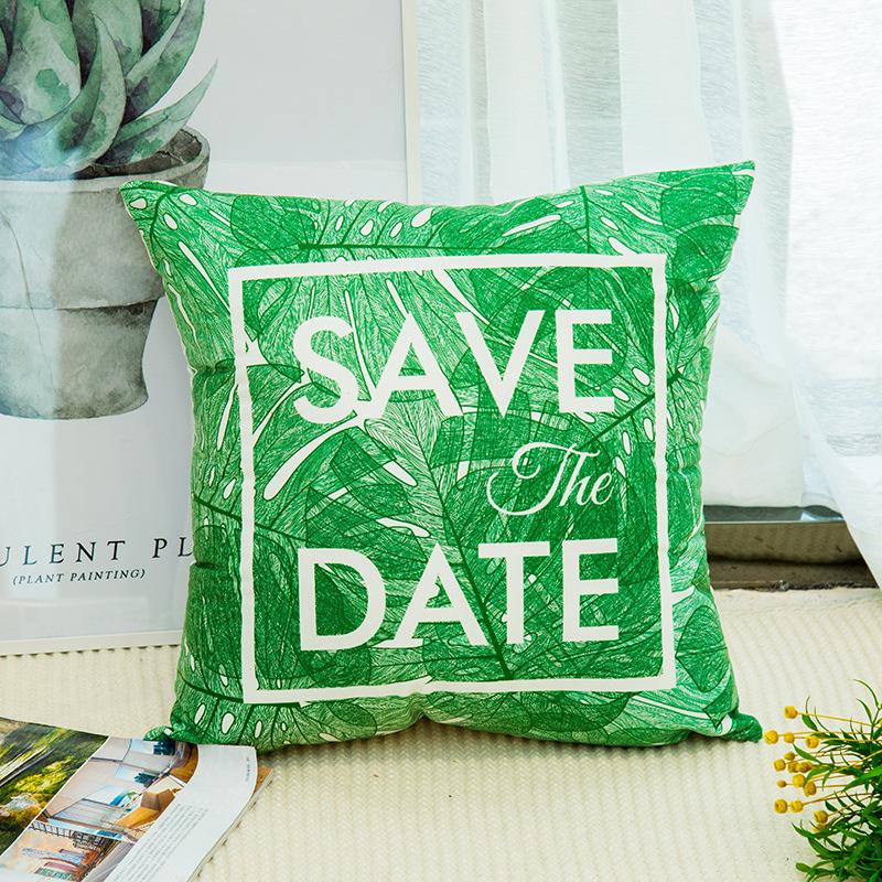 Nordic Style Green Plant Green Leaf Pillowcase Small Fresh Ins Style Simple Car Sofa Cushion Pillowcase Without Core