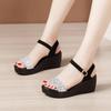 6cm Small Size 32-43 Bling Silver Black High Heels Shoes Summer Platform Sandals 2025 Women's Wedges Sandals for Office Beach