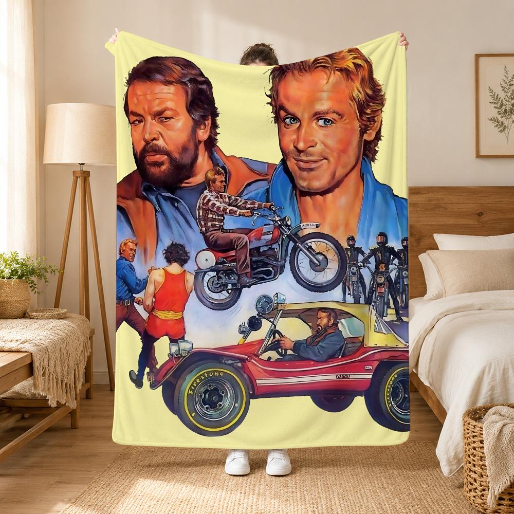 Terence Hill and Bud Spencer Actors Throw 240g flannel blanket, suitable for sofas, beds, offices, exquisite gift blankets
