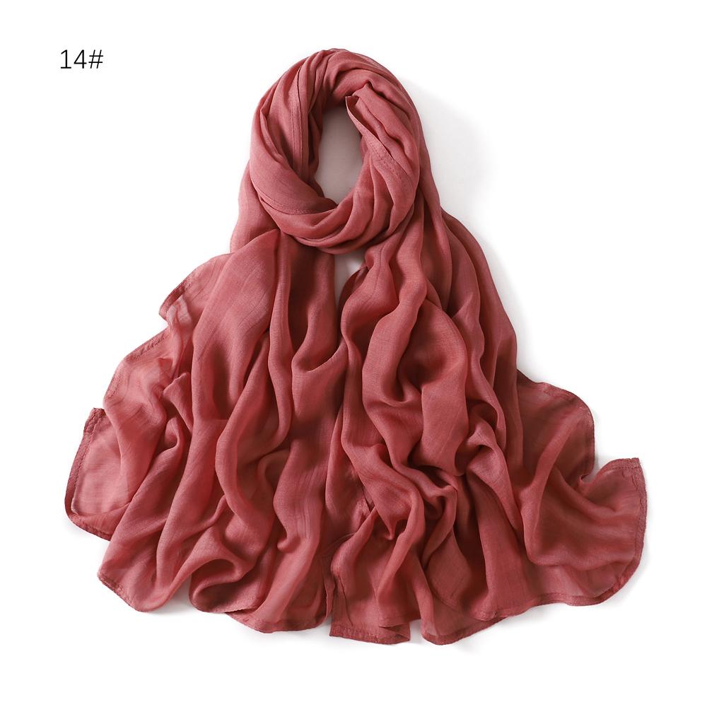 100% Viscose Double Stitches Edge Scarf Hijab Femme Solid Color Long Shawl Muslim Foulard Headscarf Pashmina
