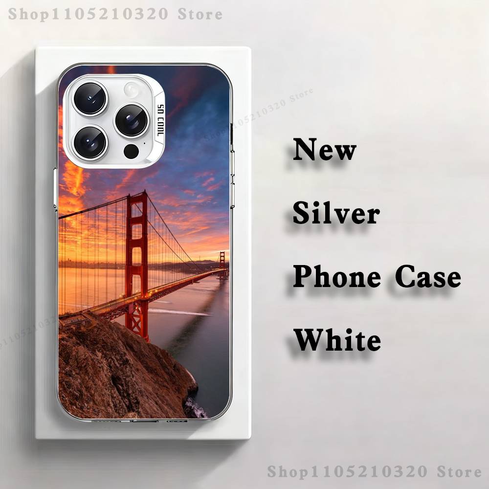 USA Golden Gate Bridge Phone Case For iPhone 17,16,15,14,13,12,11,Pro,XS,Max,Plus,Mini,SE4,E white Matte Shockproof Cover