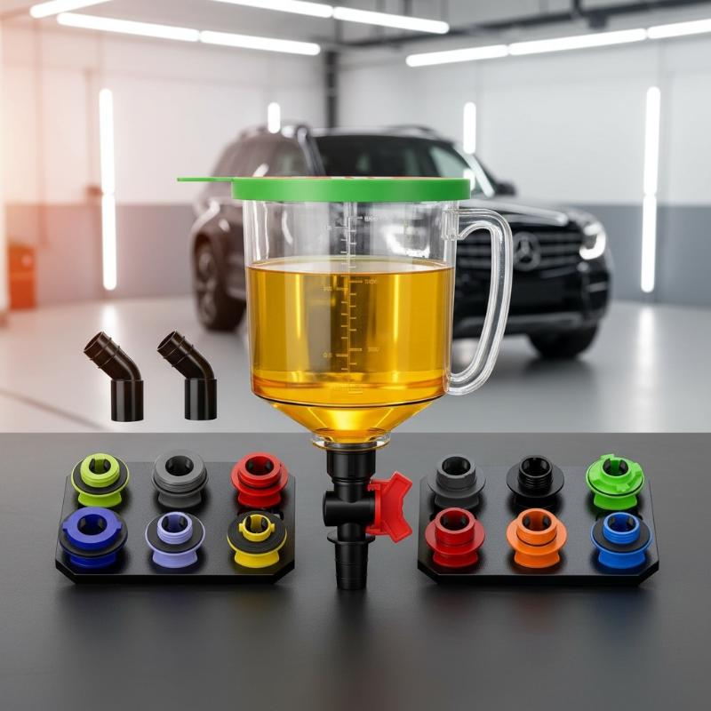 18-Piece Engine Oil Funnel Set, 1.59 Qt Automotive Oil Funnel Kit With 12 Adapters, Elbow Fitting, Arrow Screen Magnetic Storage